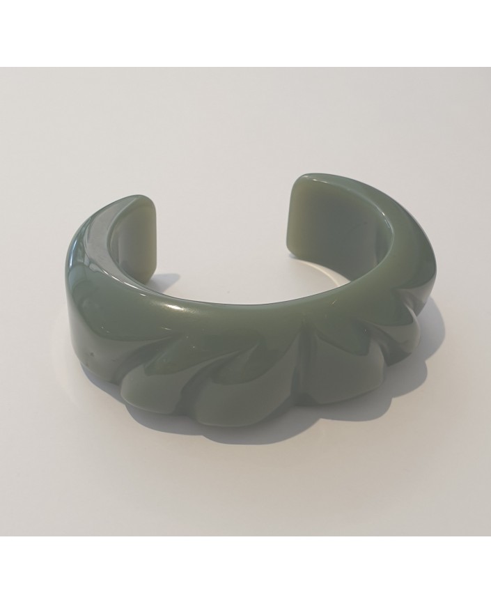 Bracelet manchette vert fonce - S