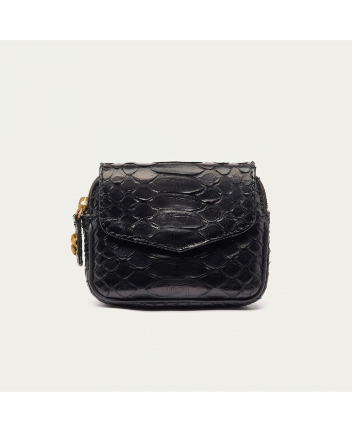 Porte-monnaie python karl noir - Claris virot