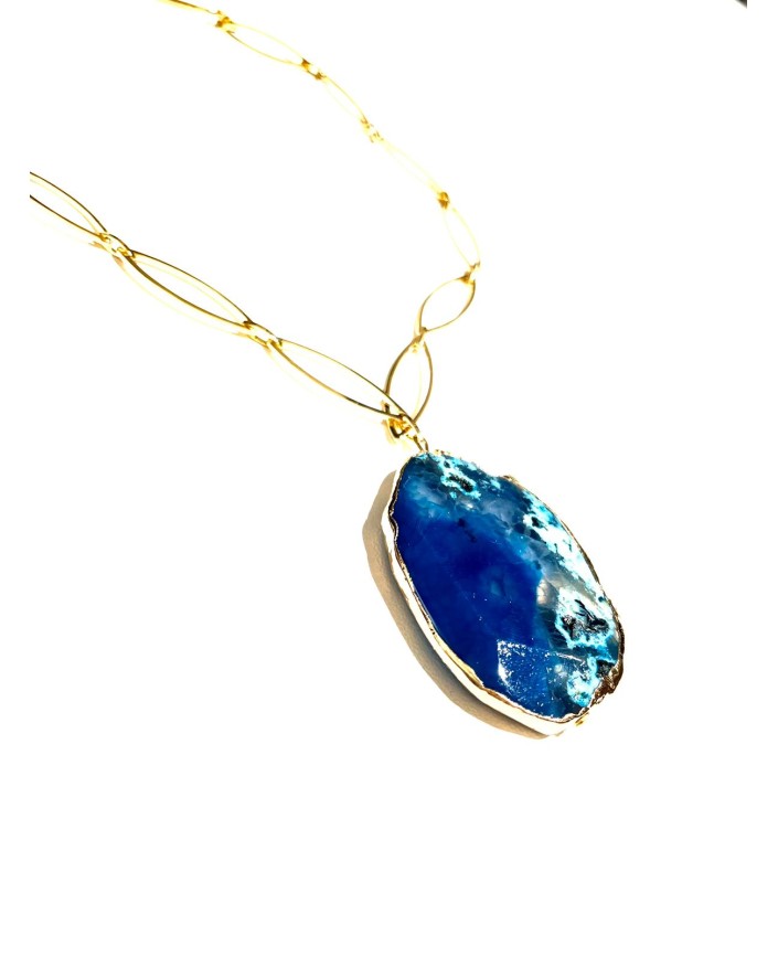 Collier agate bleu lagon - L...comme louise