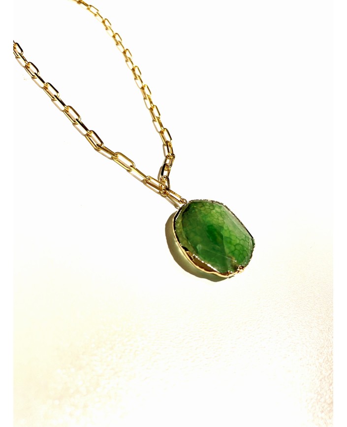 Collier agate verte - L...comme louise