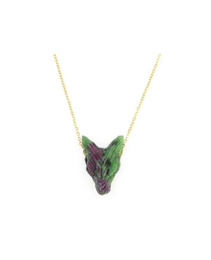 Collier loup rubis zoisite - Mon precieux