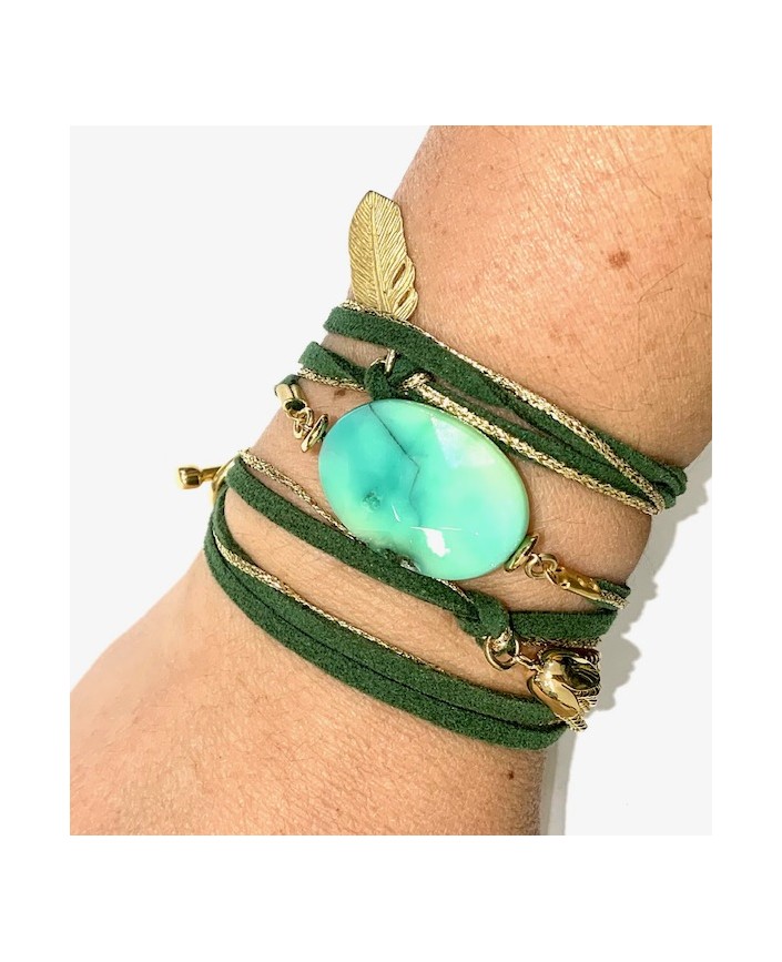 Bracelet wild cordon pierre - Ata-i