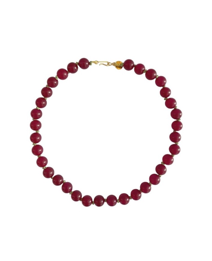 Collier rainbow jade bordeaux - 4 crosses