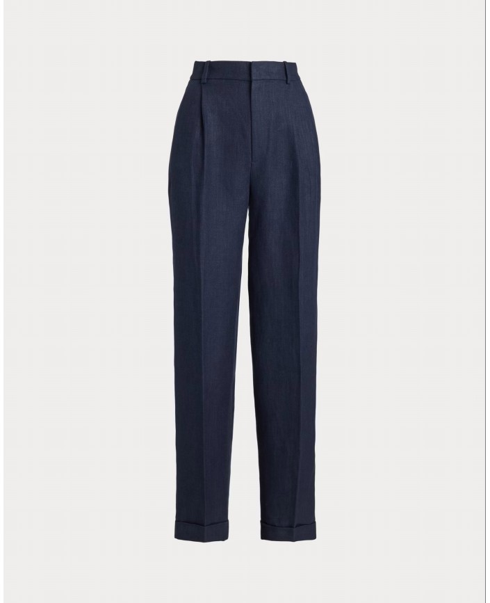 Pantalon lin navy herringbone - Ralph lauren